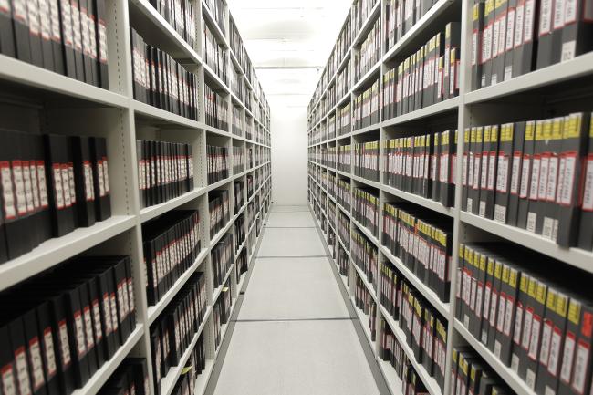 Archive Storage Shelves with Archival Boxes